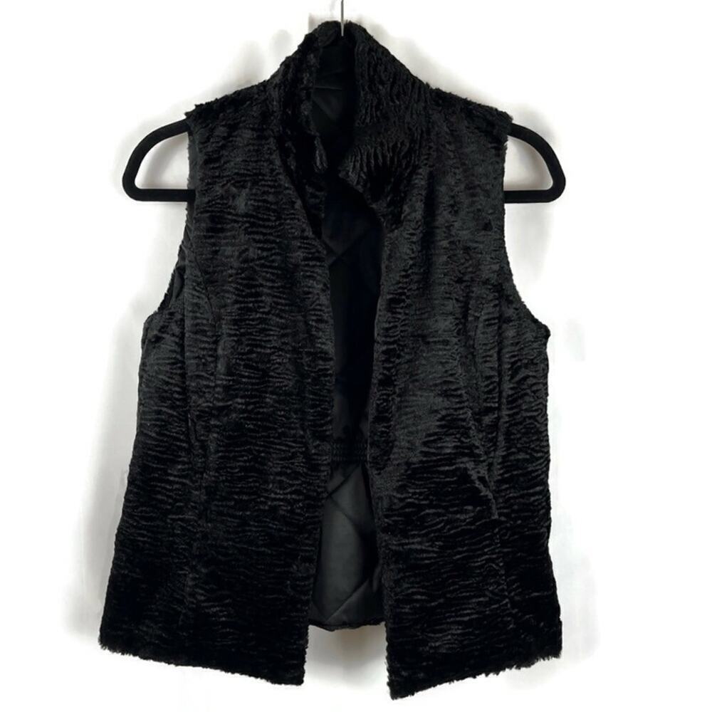 POLO RALPH LAUREN Reversible Velvet/Quilted Sateen Vest Black Size Petite Small
